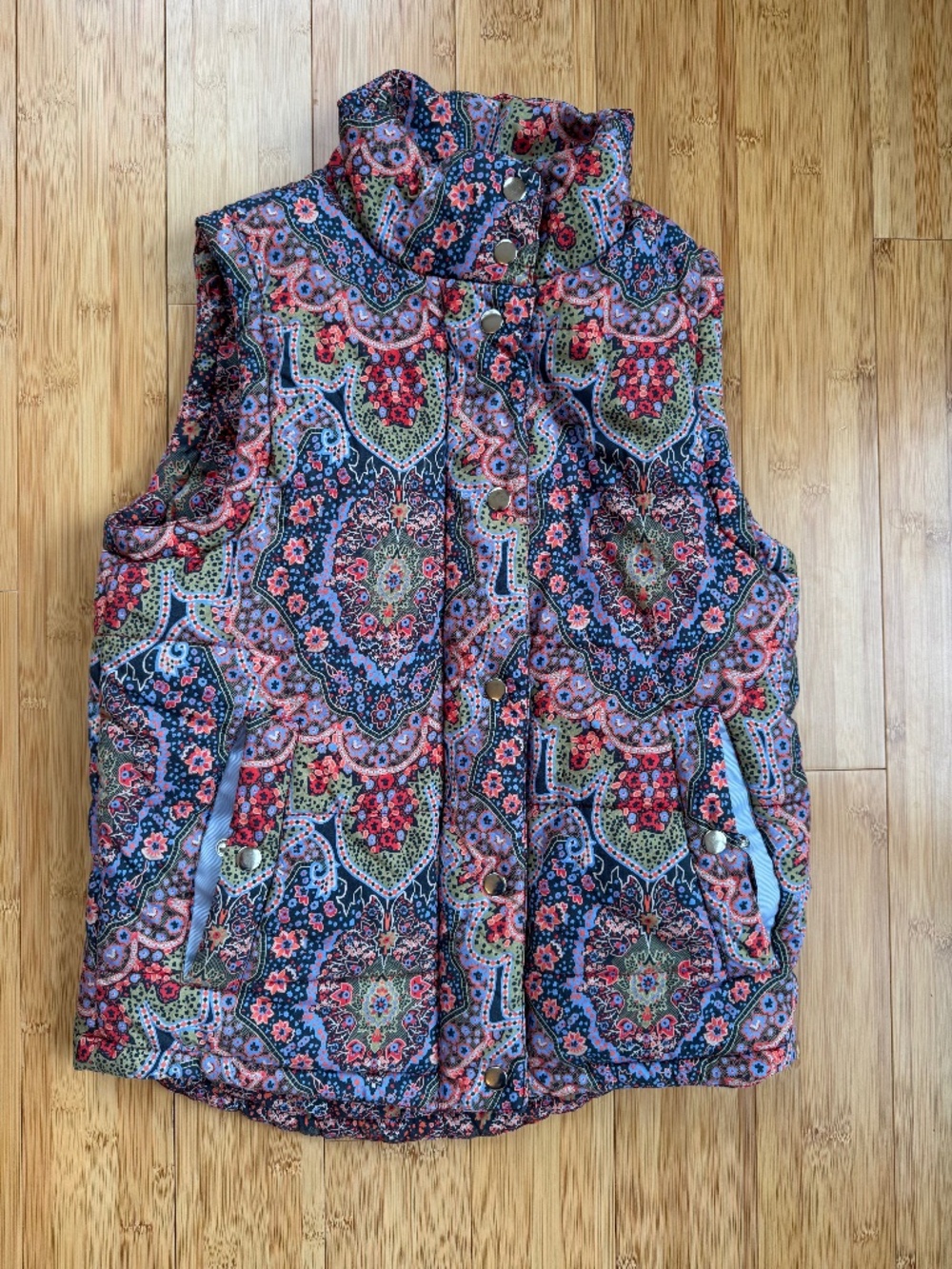 Quilted Paisley Puffer Vest, most likely Gretchen Scott